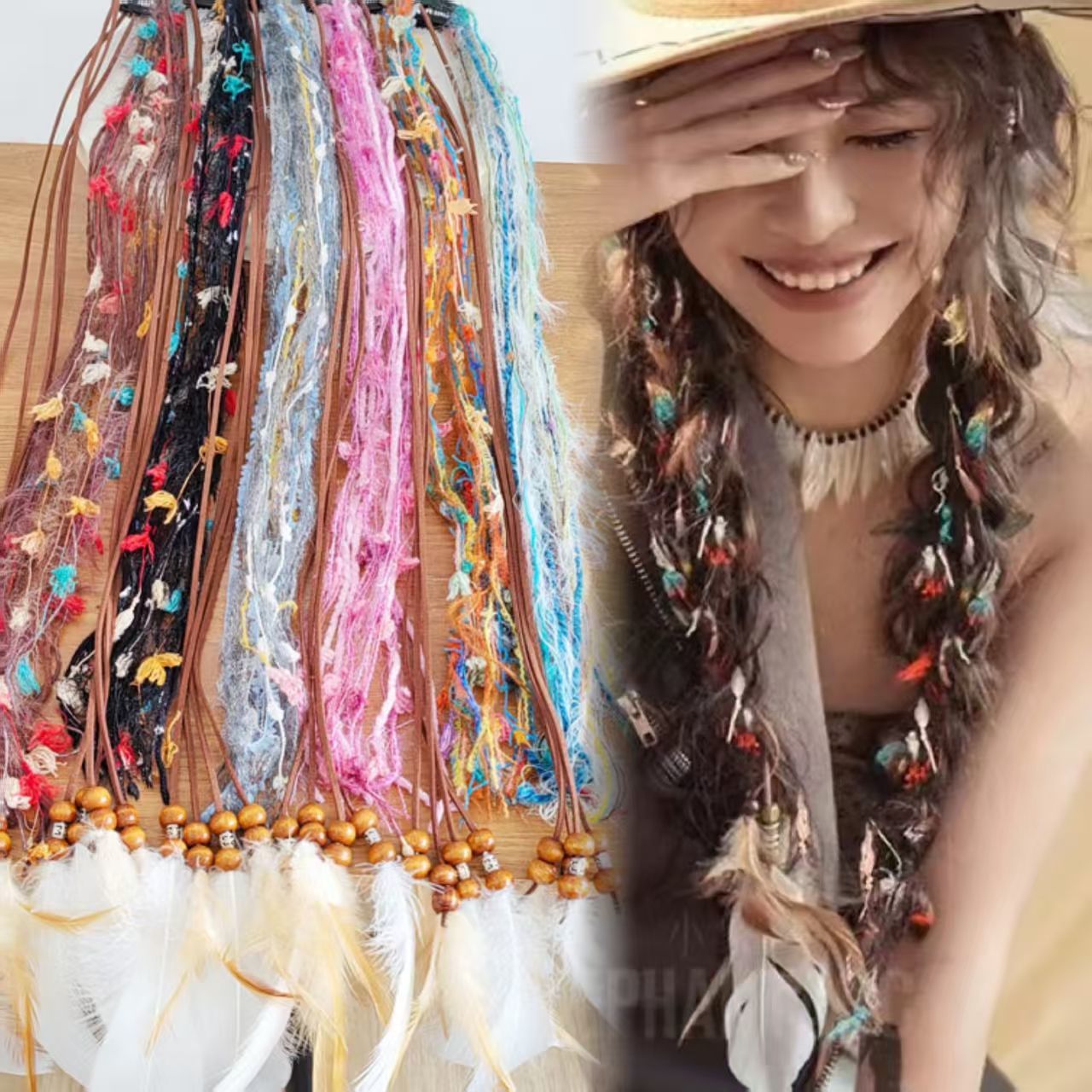 Desert Wind Niche Chinese Style Colorful Rope Braided Hair Rope Popular Ethnic Style Photo Headwear Wholesale