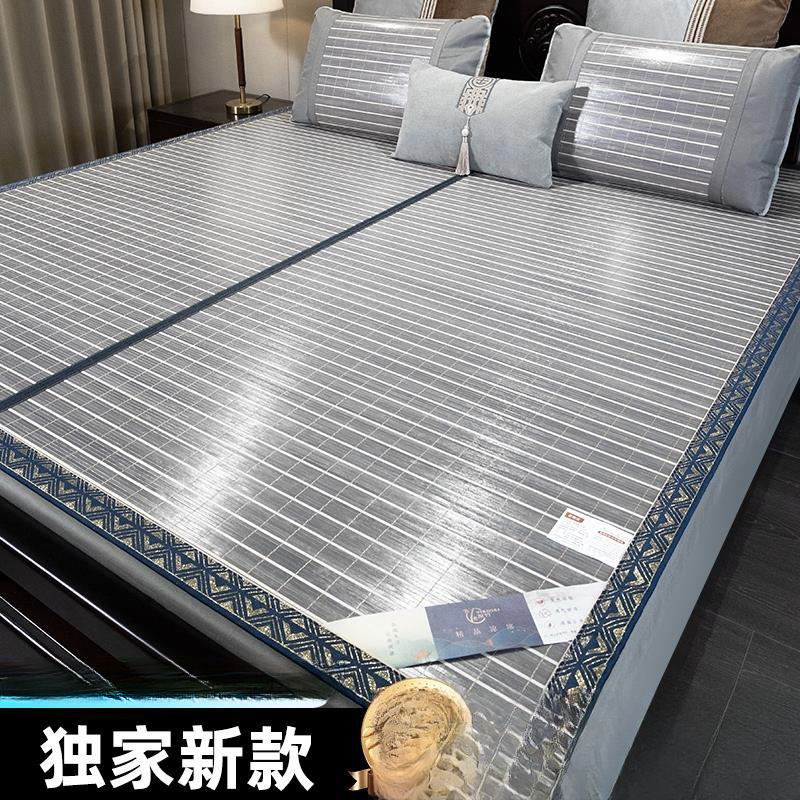 Летний мат, бамбуковый мат, новый для студентов в общежитии, одноразовый, зимний и летний, складной серый полосатый мат