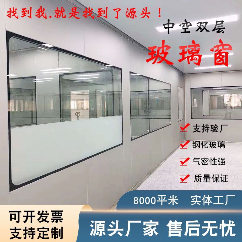 Двухслойные огнеупорные окна для чистых помещений, лабораторные окна