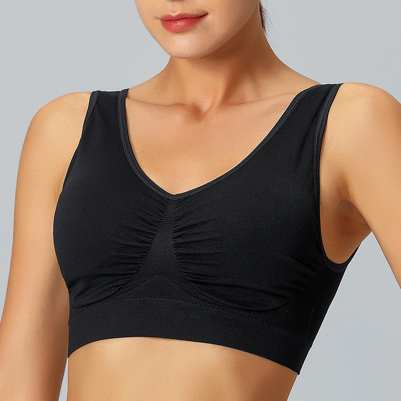 sports bra cross-border plus size wireless plus size sports bra double-layer seamless yoga adjustment sports underwear