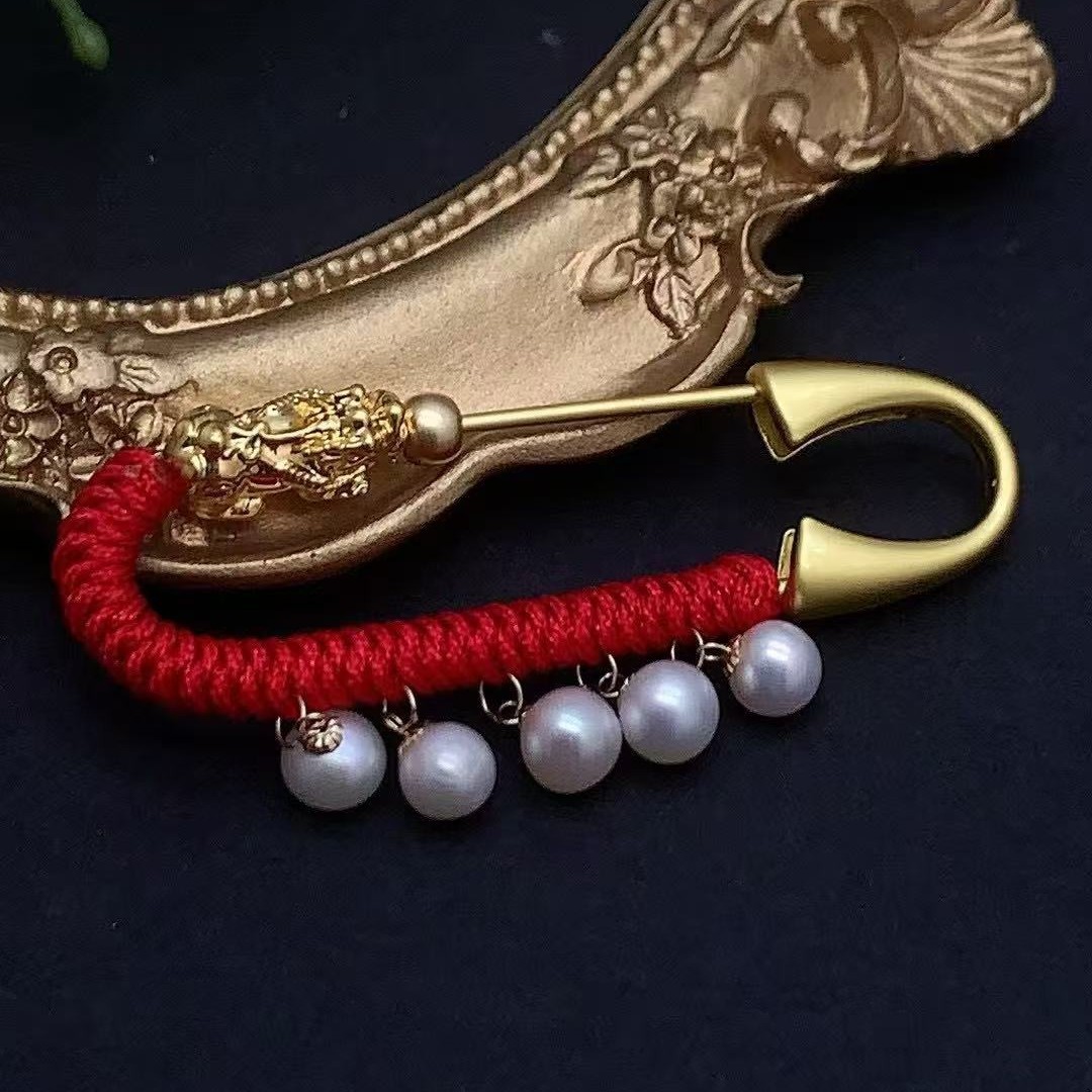 Брошь из 18K золота для успокоения маленького Пиксиу, амулет для беременных, жемчужный безопасный подвес