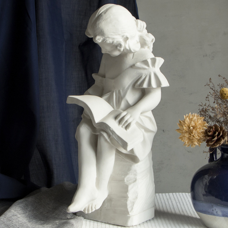 Reading girl plaster portrait art sketch teaching aids portrait chest statue sculpture decoration model statue damage repair