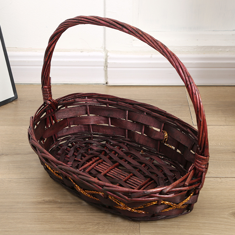 Wicker Fruit Basket Gift Tote Basket Wicker Picking Basket Storage Basket Supermarket Gift Egg Basket Country Style