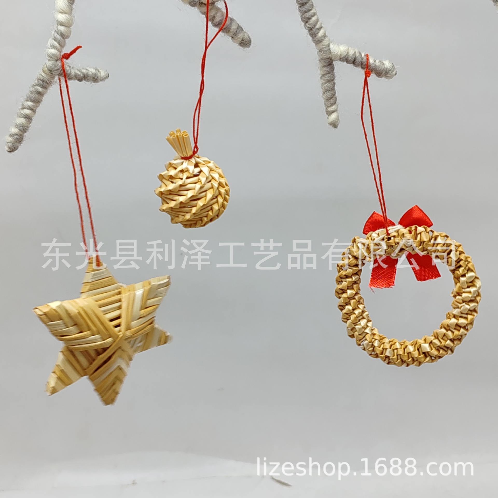 Natural wheat straw handmade mini five-pointed star snowflake Angel Christmas tree pendant Christmas decorations