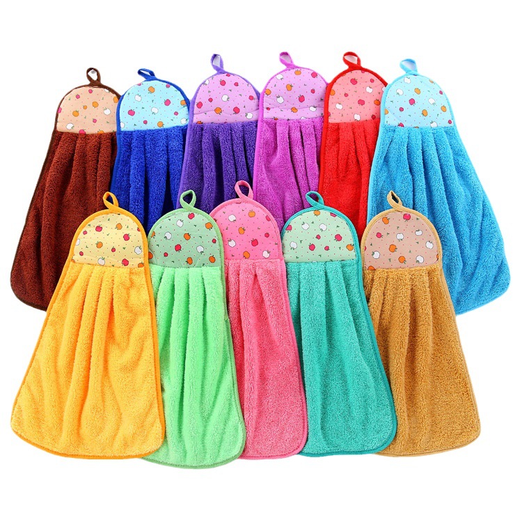Coral fleece hand towel microfiber towel hook hanging towel kitchen bathroom cleaning absorbent towel
