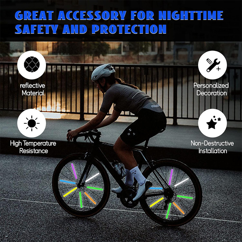Bicycle colorful wheel reflective strip night riding hot wheel spoke reflective strip riding equipment dead flying steel wire card strip