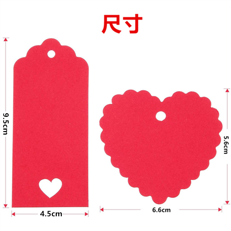 Tag Valentine's Day Wedding Red Heart Shaped Love Gift Message Wishing Card Cowhide Blank Mother's Day Decoration