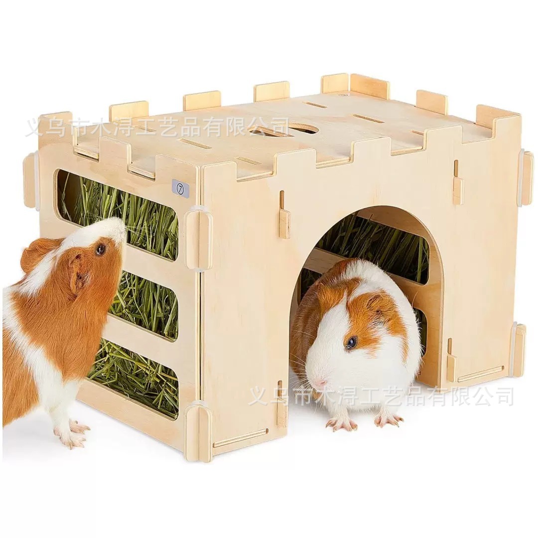 Cross-Border Wooden Pet Rabbit Feeder Removable Guinea Pig Rat Feeding Rack Wooden Rabbit Hay Feeder