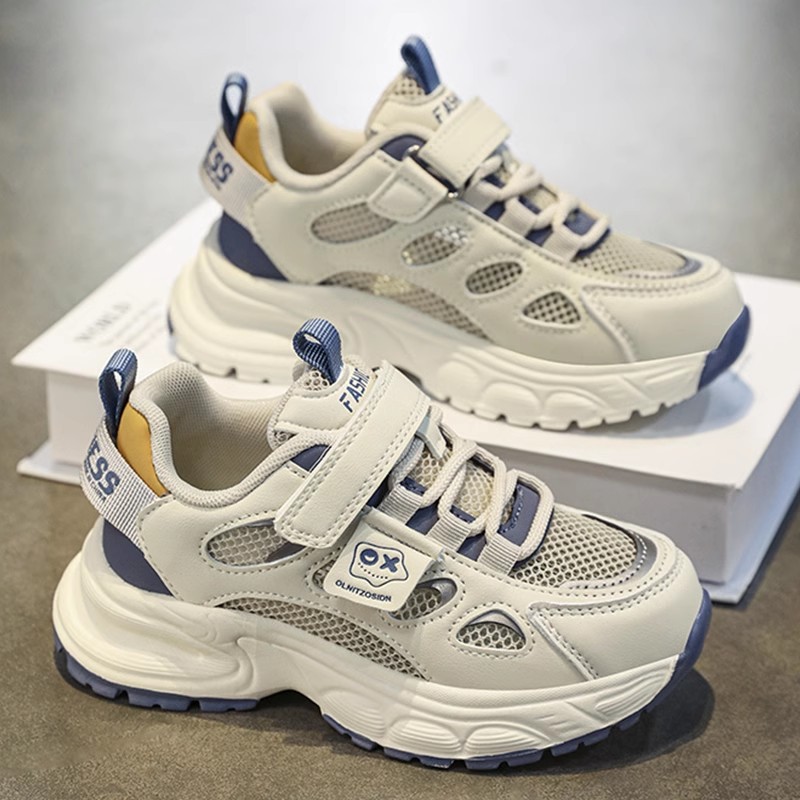 Boys' Shoes Spring 2025 New Mesh Breathable Kidsren's Sports Mesh Shoes for Middle and Large Kidsren Korean Style Boys' Dad Shoes Trendy