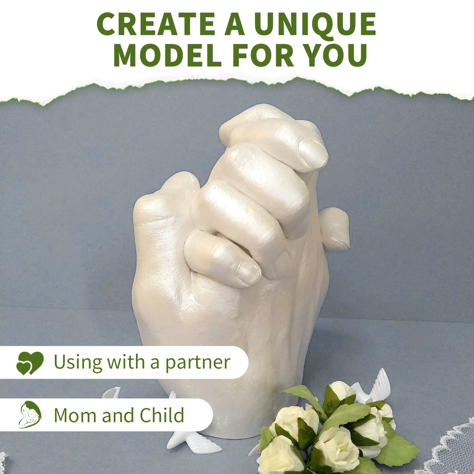 Eelhoe Couple Hand Model Clone Powder Infant Making Materials Valentine's Day Gift Three-Dimensional Hand and Foot Model