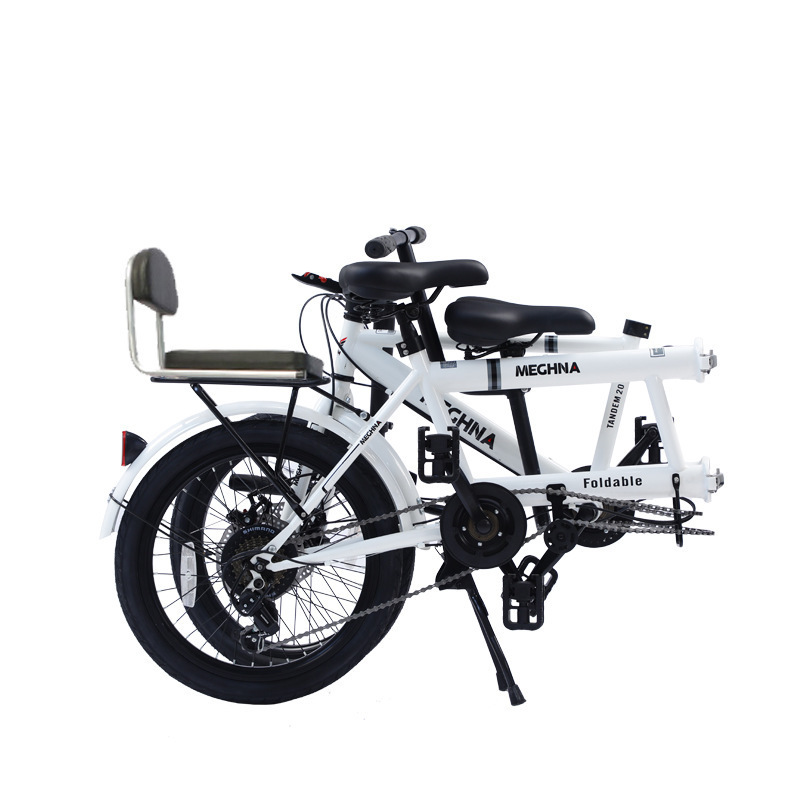 Factory Folding Double Bicycle Rental Direct Sales Variable Speed Two-Person Scenic Area Parent-Child Three-Person Sightseeing Family with Baby