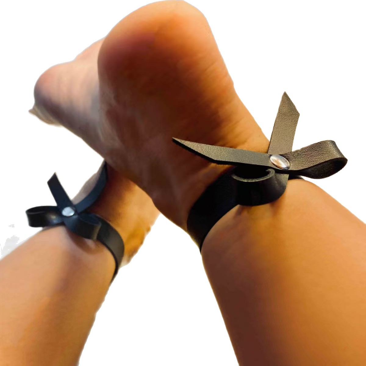 European and American Pu Punk Anklets, Gothic Leather Foot Accessories, Versatile Bowknot Erotic Jewelry Foot Rings
