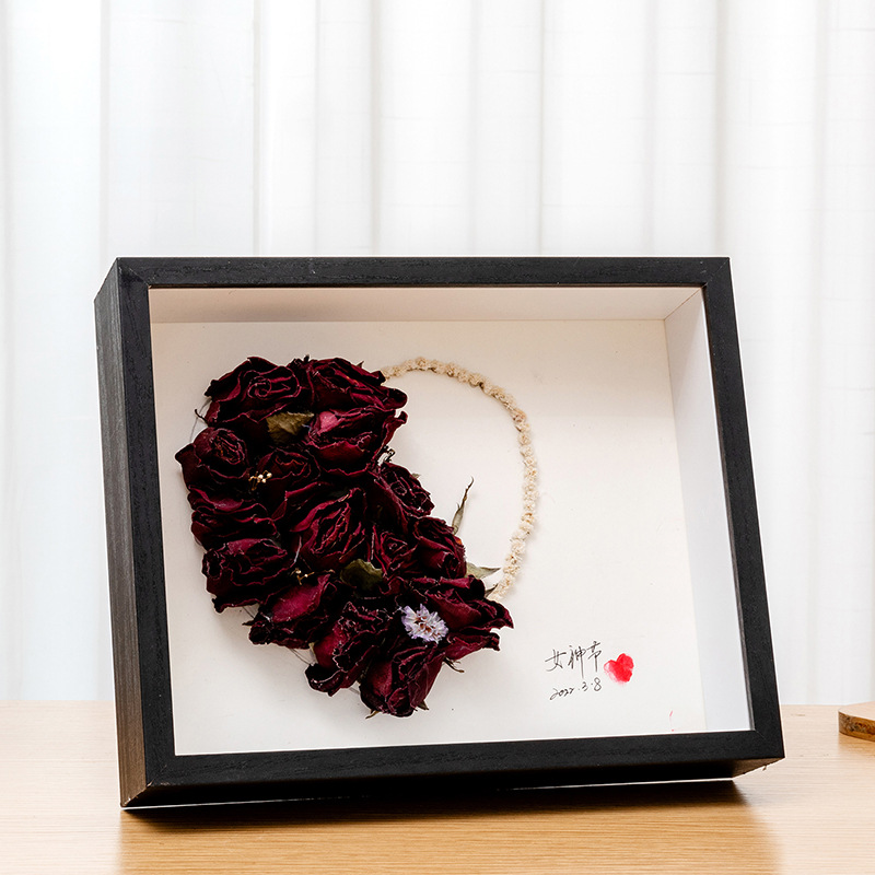 Three-Dimensional Hollow dried flower photo frame wholesale 68-inch 10-inch a4a3 handmade paper rose mounting light picture frame factory