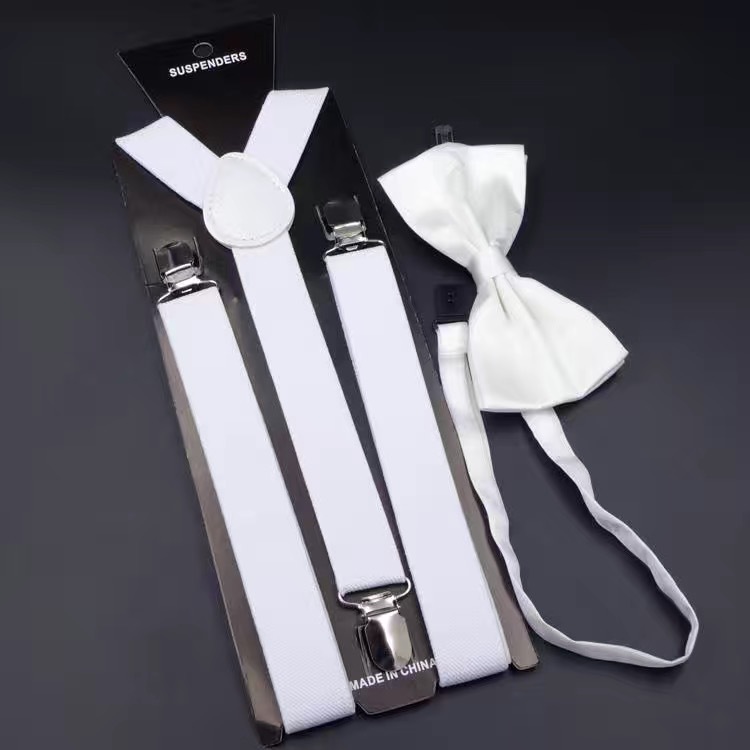 Spot Performance Suspender Pants Clip Bow tie Suspender Suit Middle Children Adult Men Women Suspender Photography Pure Black