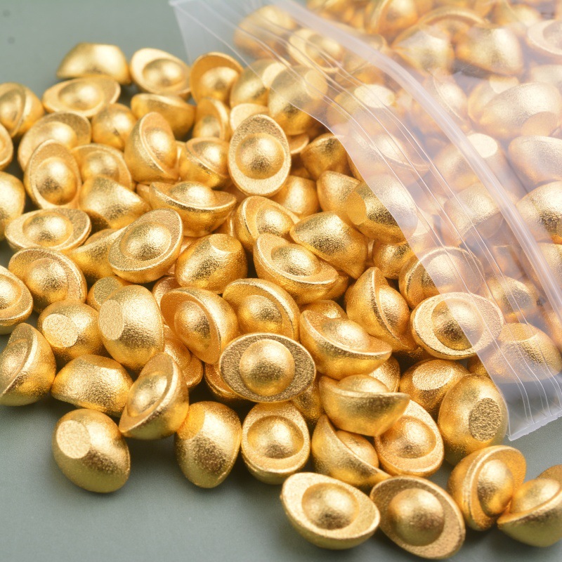 Metal Crafts Mini Alloy Silver Ingot Imitation Gold Ingot Decorative Ornaments Gourd Cornucopia to Attract Wealth and Worship