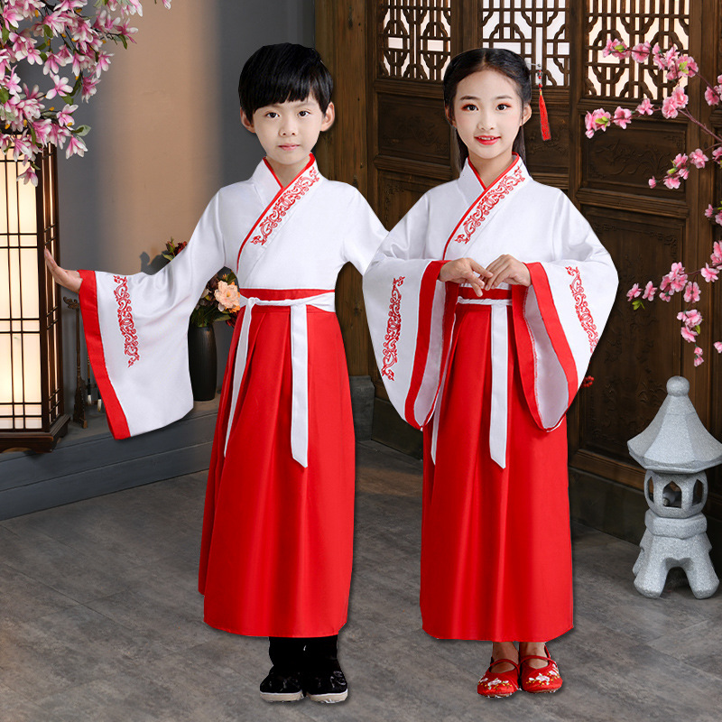 Children's Chinese-style hanfu ancient costume boys and girls three-character Sutra disciples children's clothing primary school student opening ceremony performance costume