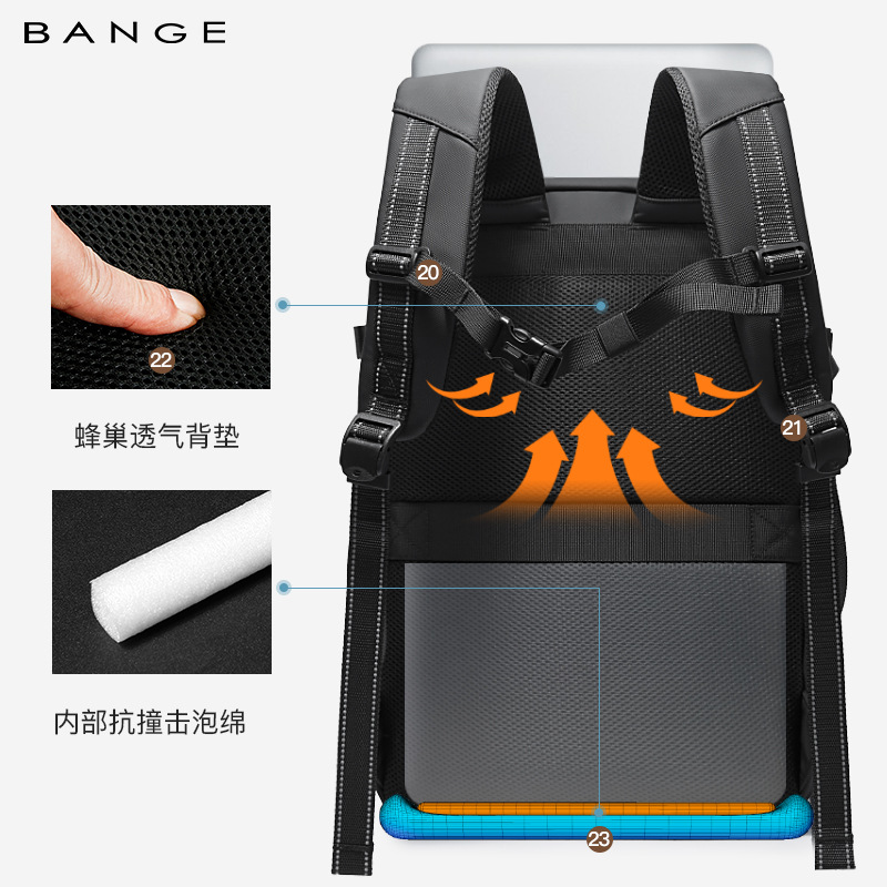 Bange Travel Backpack Men's and Women's Multi-Functional Large-Capacity Luggage Bag Business Casual Men's Backpack Computer Bag