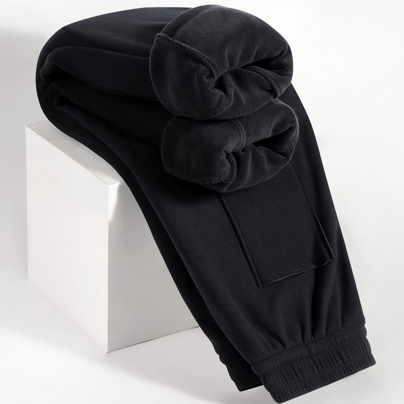 [Lamb Wool] Winter Cold-Proof Fleece-Lined Thickened Pants for Men, Warm Casual Sports Windproof Pants, Sweatpants, Plus Size