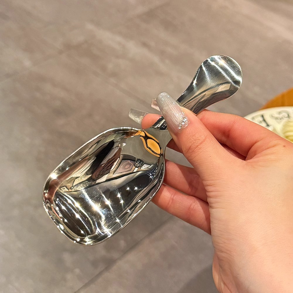 Stainless Steel Thickened Tea Spoon, Teaspoon for Scooping Tea, Short-Handle Coffee Spoon, Household Small Spoon, Dessert Scoop, Rice Spoon