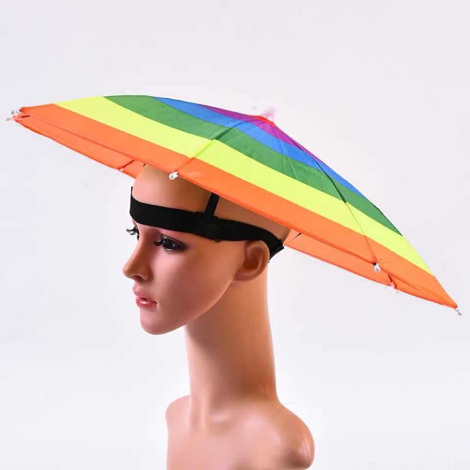 Factory direct new children's umbrella cap home travel outdoor activities plastic umbrella head hat umbrella wholesale