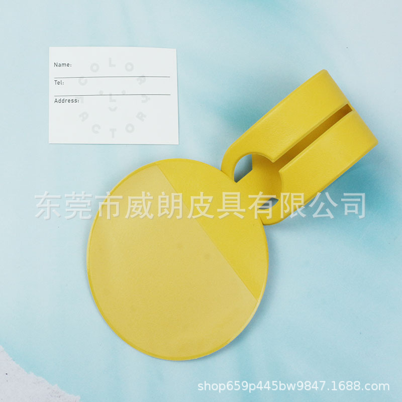 Multi-functional solid color leather boarding pass travel luggage accessories PVC luggage tag can be printed logo