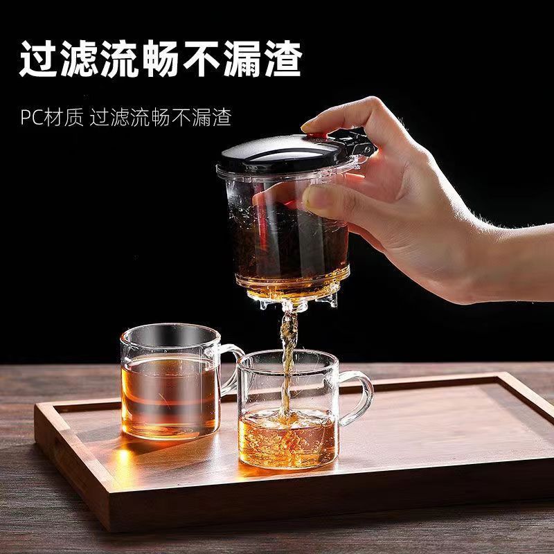 Cross-border High Temperature Resistant Tea Cup Teapot Household Tea Set One-key Filter Tea Cup Tea Water Separation Glass Teapot