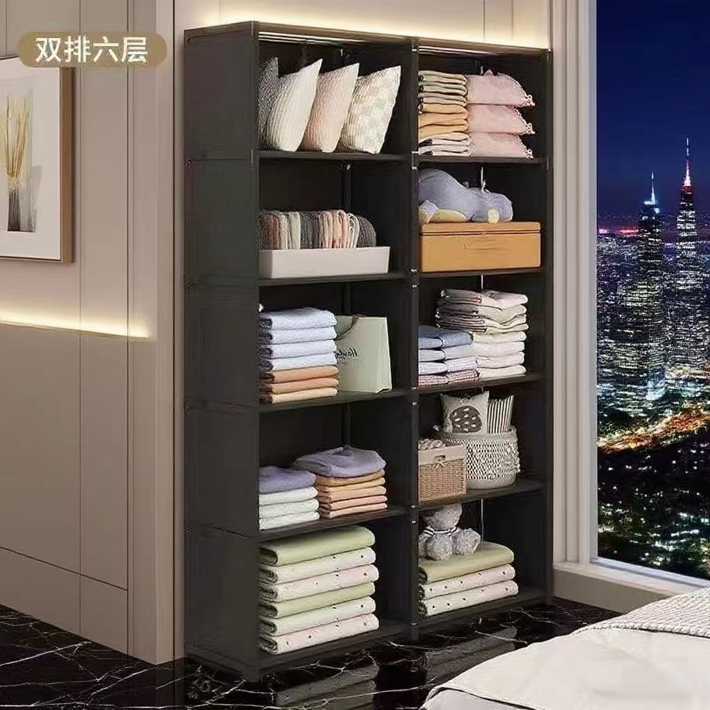 Multi-layer Dustproof Simple Wardrobe Balcony Household Folding Storage Cabinet Multifunctional Storage Rack Doorway Floor Bookcase
