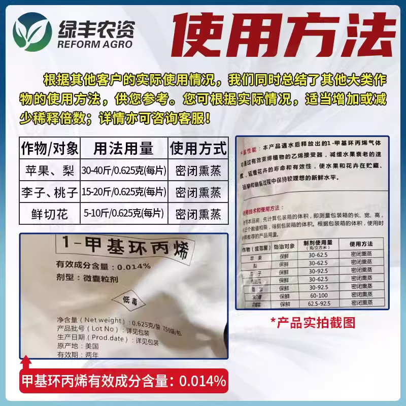 American Smart Fresh Methyl Cyclopropene Cut Flower Vegetables Lychee Watermelon Bayberry Fruit Special Imported Preservative Tablets