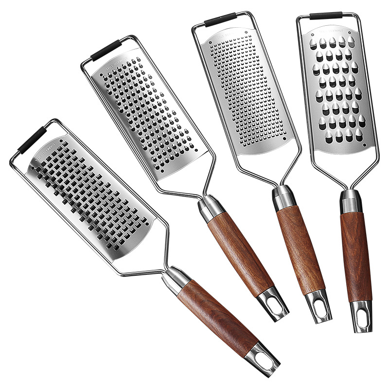 Daoqi 304 Stainless Steel Grater Home Kitchen Multi-Functional Grater Rosewood Handle Fruit and Vegetable Shredder