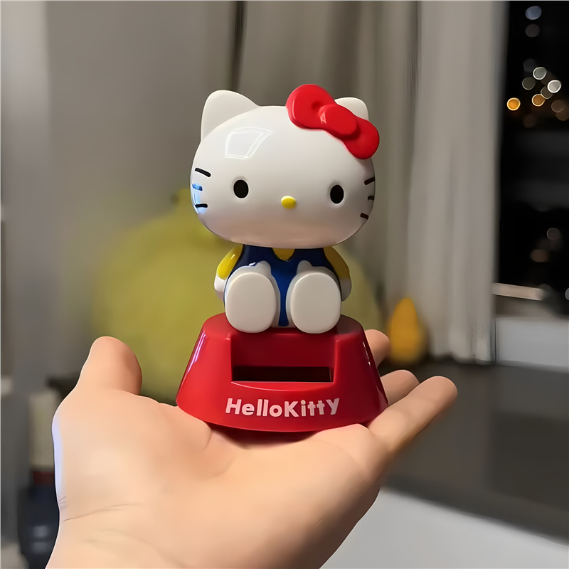 Hellokitty Car Ornaments Solar Hello Kitty Bobblehead Doll Central Control Decoration Car Interior Accessories
