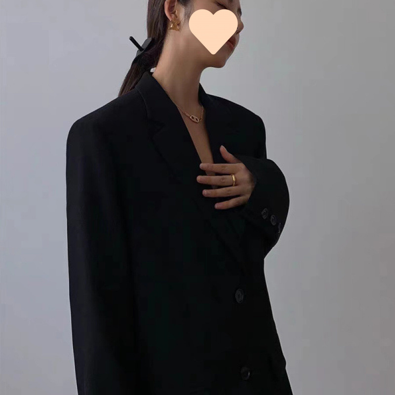 Black Suit Jacket Women's 2024 Autumn New Korean-style Loose Retro Casual Slimming Small Suit All-match