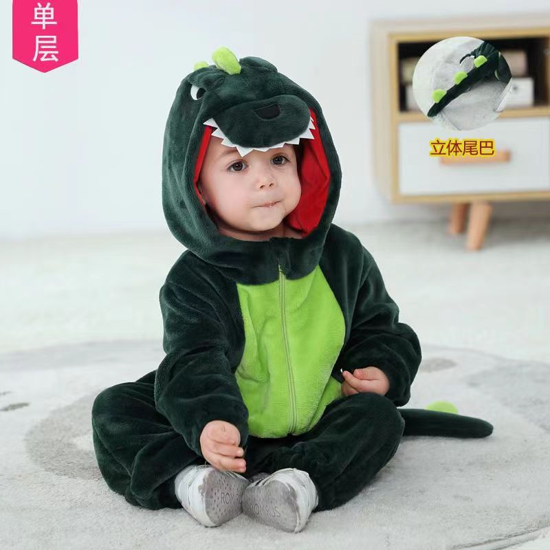 Autumn and winter baby one-piece pajamas over-range zipper romper flannel pajamas home baby wholesale delivery