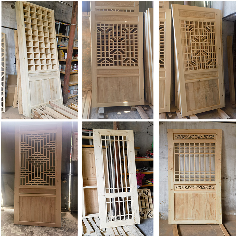 Customized Dongyang Wood Carving Antique Doors and Windows Solid Wood Wooden Doors Bedroom Doors Wooden Doors Partition Walls Cut Out Doors and Windows Simple Doors and Windows