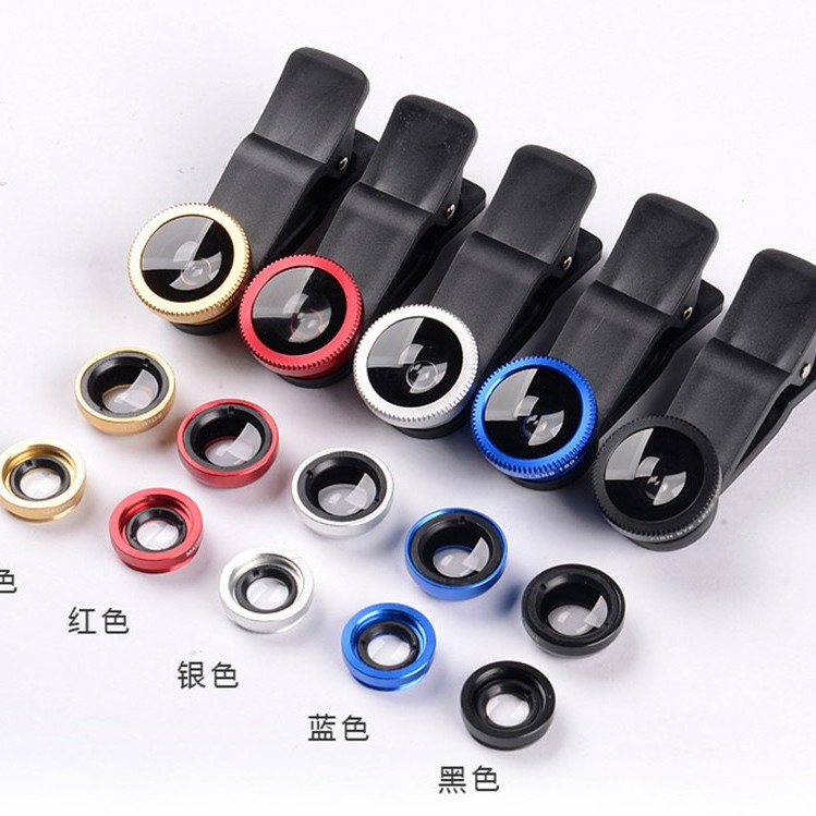 Manufacturer Wholesale Three-In-One Wide-Angle Fisheye Mobile Phone Lens Magnifying Glass 180-Degree Fisheye Wide-Angle Macro Selfie Device
