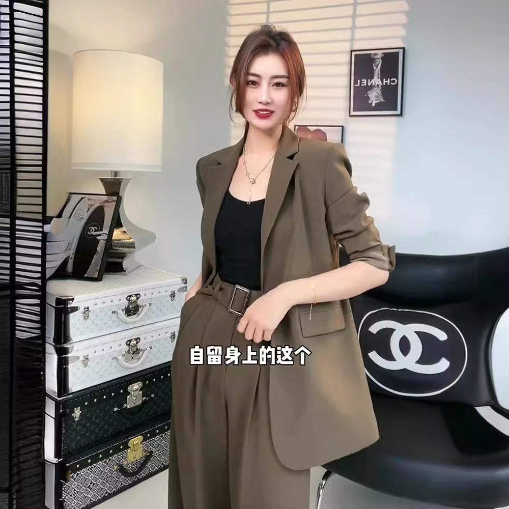 2623 autumn clothing plus size women's wear for workplace suit women's chubby girl tall suit jacket wide leg pants two-piece suit
