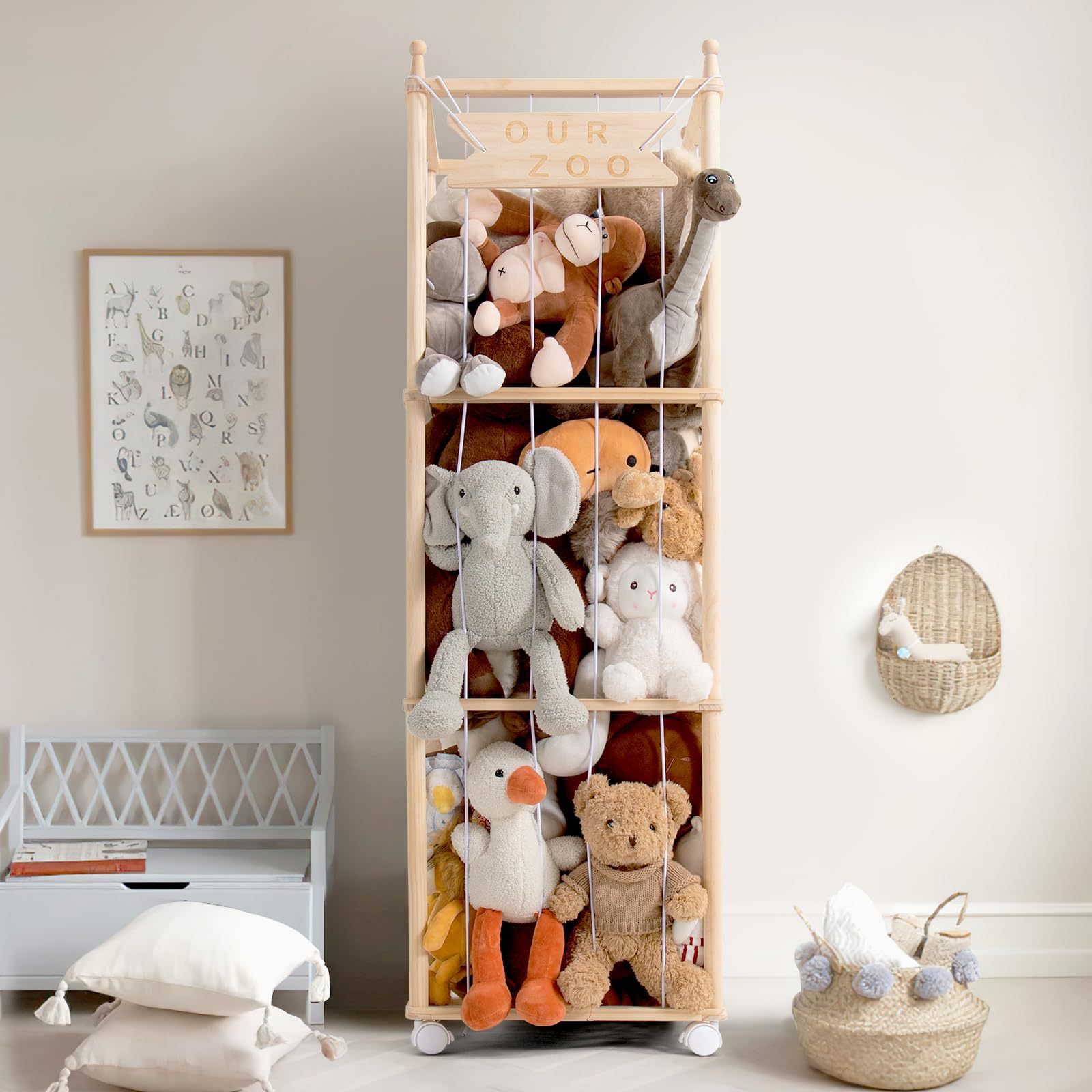 Cross-Border Wooden Doll Storage Rack Corner Storage Rack Household Floor-Standing Storage Rack Doll Plush Toy Storage Rack