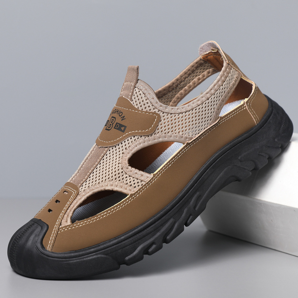 Men's Sandals Cross-Border Wholesale Summer New Mesh Clogs Beach Shoes Soft Sole Comfortable Outdoor Wading Shoes