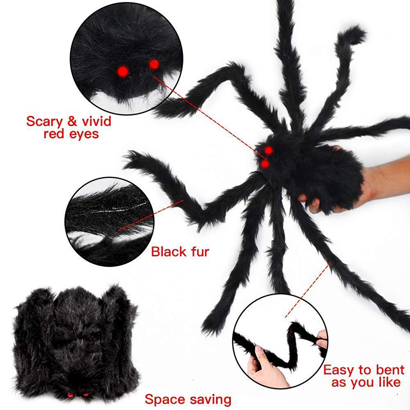Halloween decorations spider web spider silk cotton simulation big spider bar scene layout props cross-border hot sale