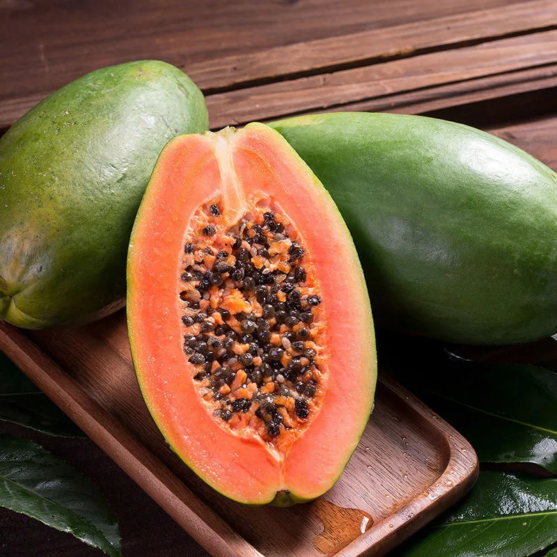 Guangxi Red Heart Papaya Fresh Fruit Whole Box Free Shipping Seasonal Green Skin Red Heart Papaya One Piece Drop Shipping