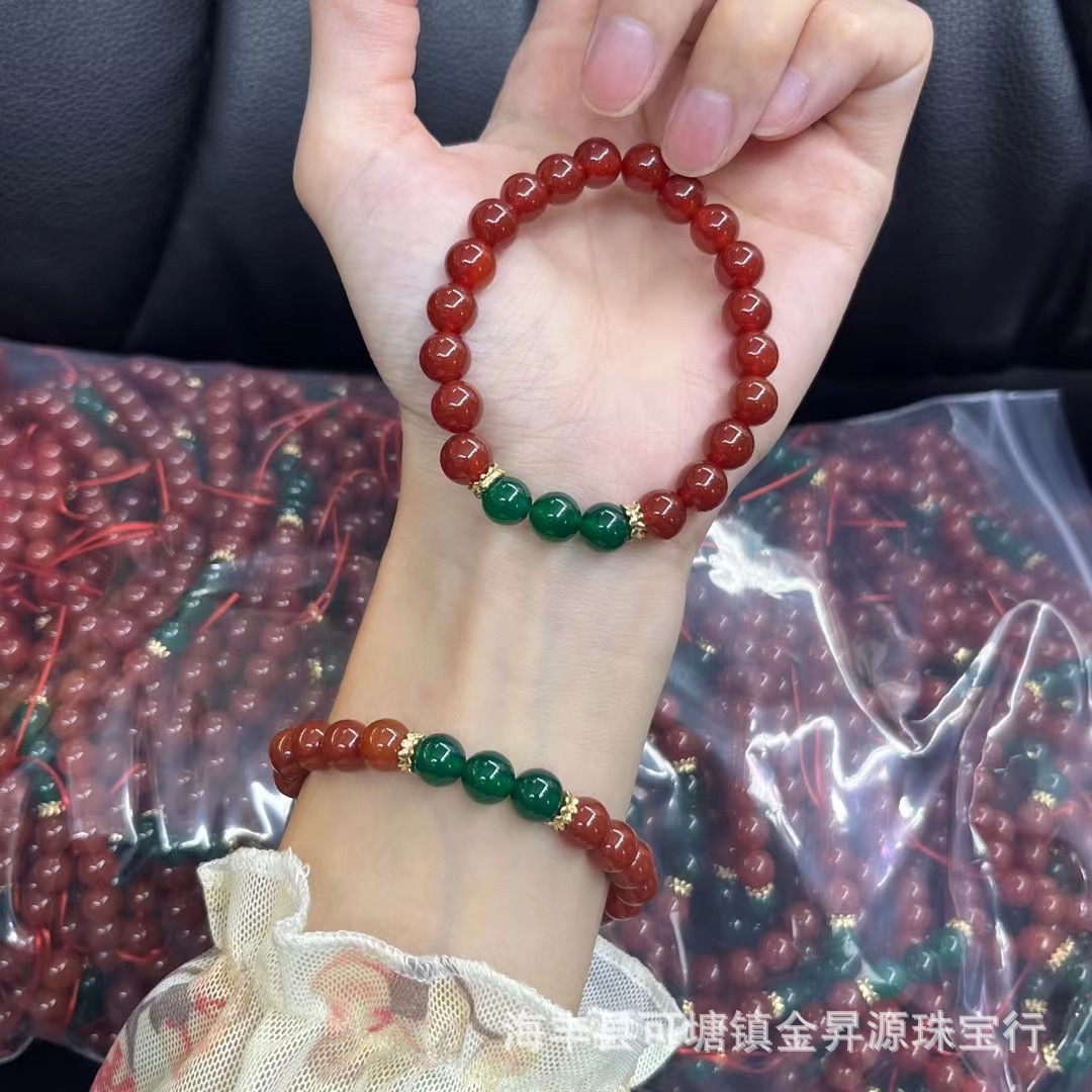 Браслет из натурального красного агата, южный красный браслет с зеленым агатом и бусинами, летний модный подарок на день рождения, оптовая продажа нефрита