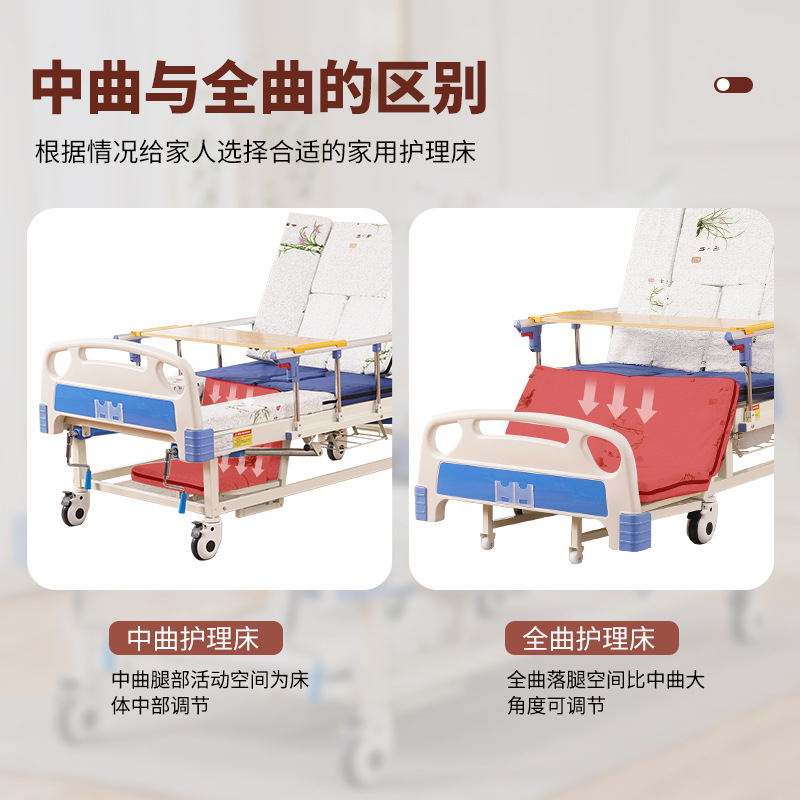 Multifunctional Home Care Bed, Nursing Home, Hand-Cranked Paralysis Turn-Over Hospital Clinic, Fully Curved Care Bed Manufacturer