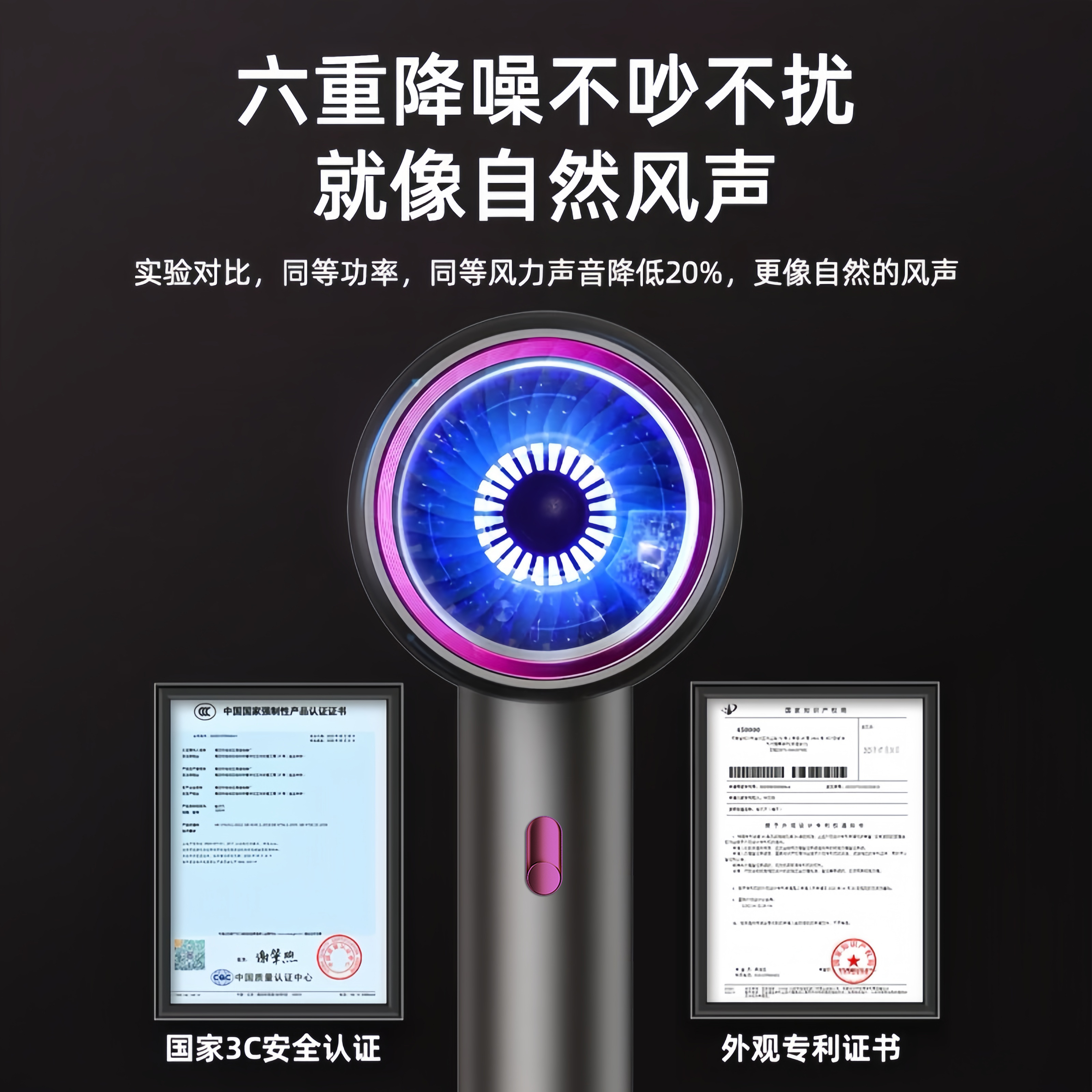 Official Hair Dryer Household Silent High Wind Hair Damaging Negative Ion Quick-Drying Hair Dryer Student Dormitory