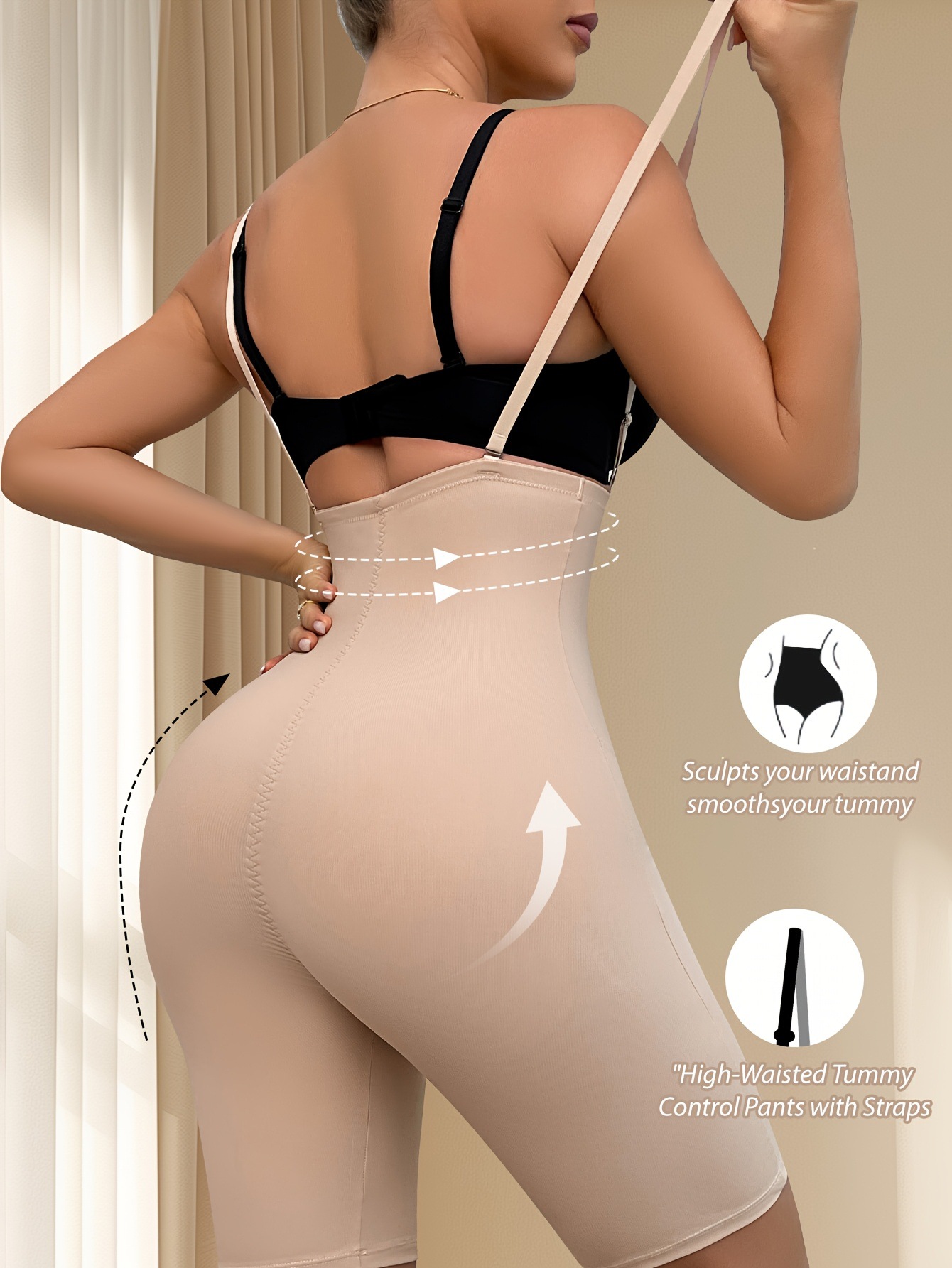 1Pc High-Waist Tummy Control Yoga & Fitness Shorts for