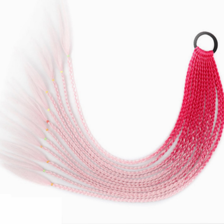 Children's Pure Single Color Small Braid Ponytail Hair Circle Small Braid Color Ponytail Twist Braid Hair Circle Dirty Braid Ponytail
