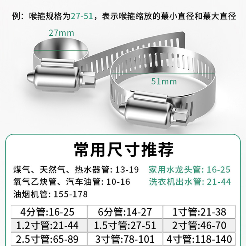 Changying 304 Stainless Steel Hose Clamp Water Pipe Clamp Pipe Clamp Hoop Pipe Clamp Hose Water Pipe Liquefied Gas Manufacturer Wholesale