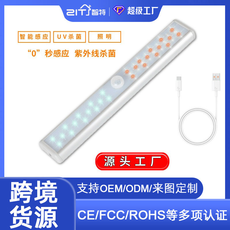 Кастомизированная лампа для дезинфекции дома, УФ-лампа, с датчиком движения, USB-зарядка, ночник