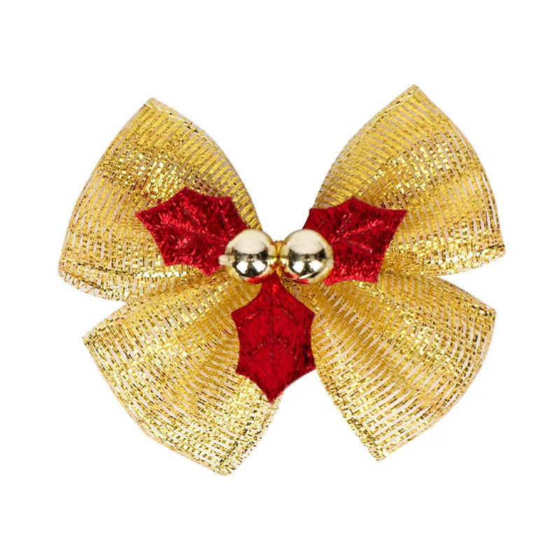 Golden Bell Christmas Tree Pet Supplies Golden Bow with New Year Gift Jewelry Packaging Box Decoration