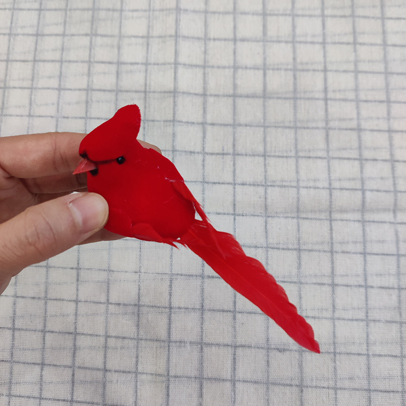 11cm Feather Red Bird Christmas Red Bird Artificial Bird Christmas Decoration Christmas Tree Light Red Bird Clip Style