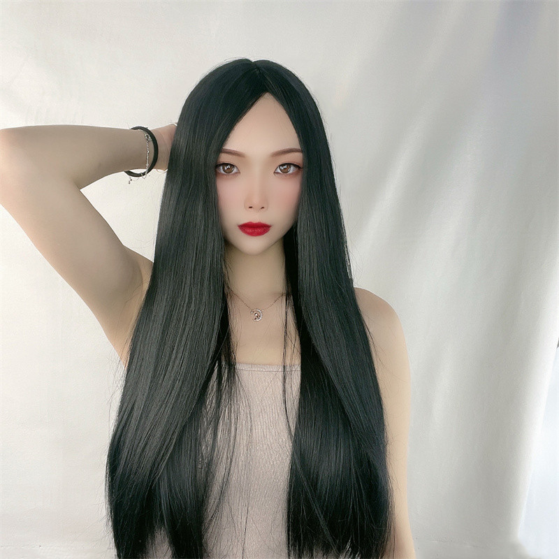 Long straight hair wig headgear ladies split bangs cross-border Europe and the United States export Amazon in stock wholesale a generation of hair