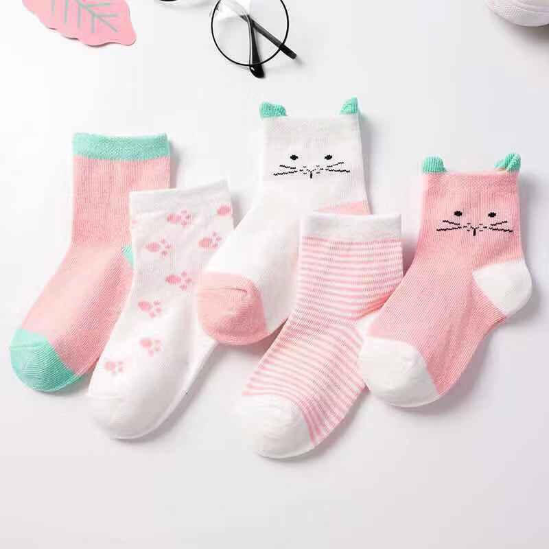 Cross-Border Wholesale Spring and Autumn Children's Socks Boys and Girls Cartoon Mid-Calf Socks Students Children Cute Baby Cotton